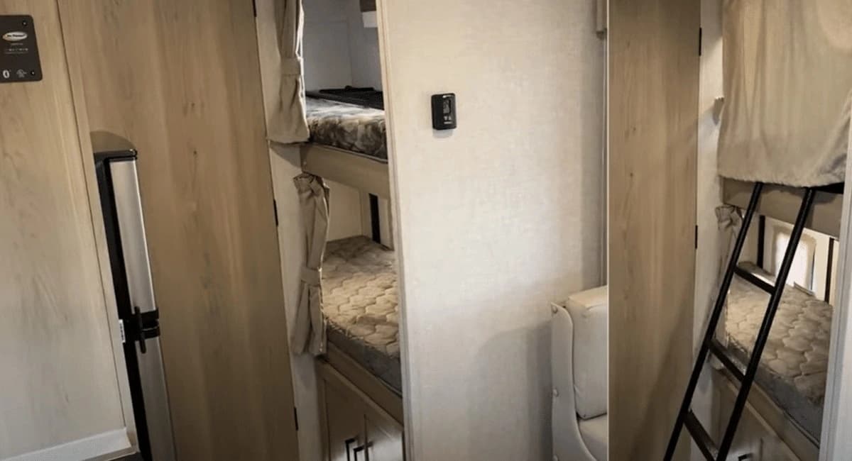 Geo Pro G20BHS double bunks with privacy curtains