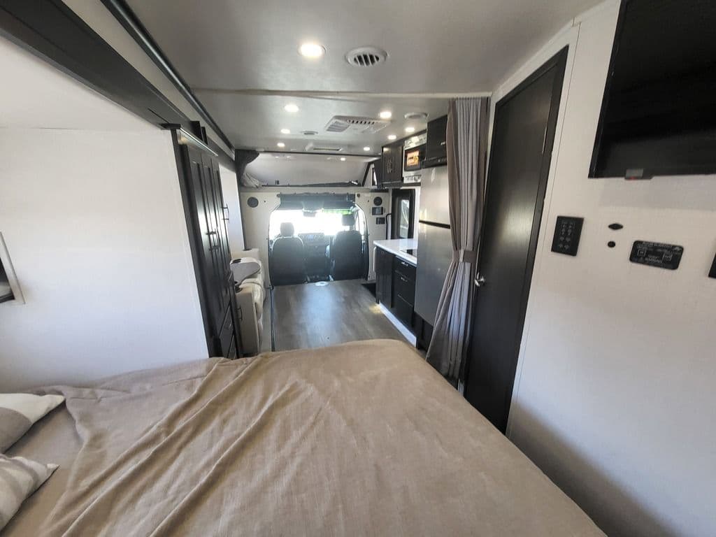 Isata 3 24FW view from the bedroom toward the galley kitchen and cab